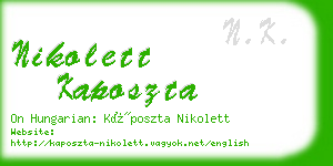 nikolett kaposzta business card